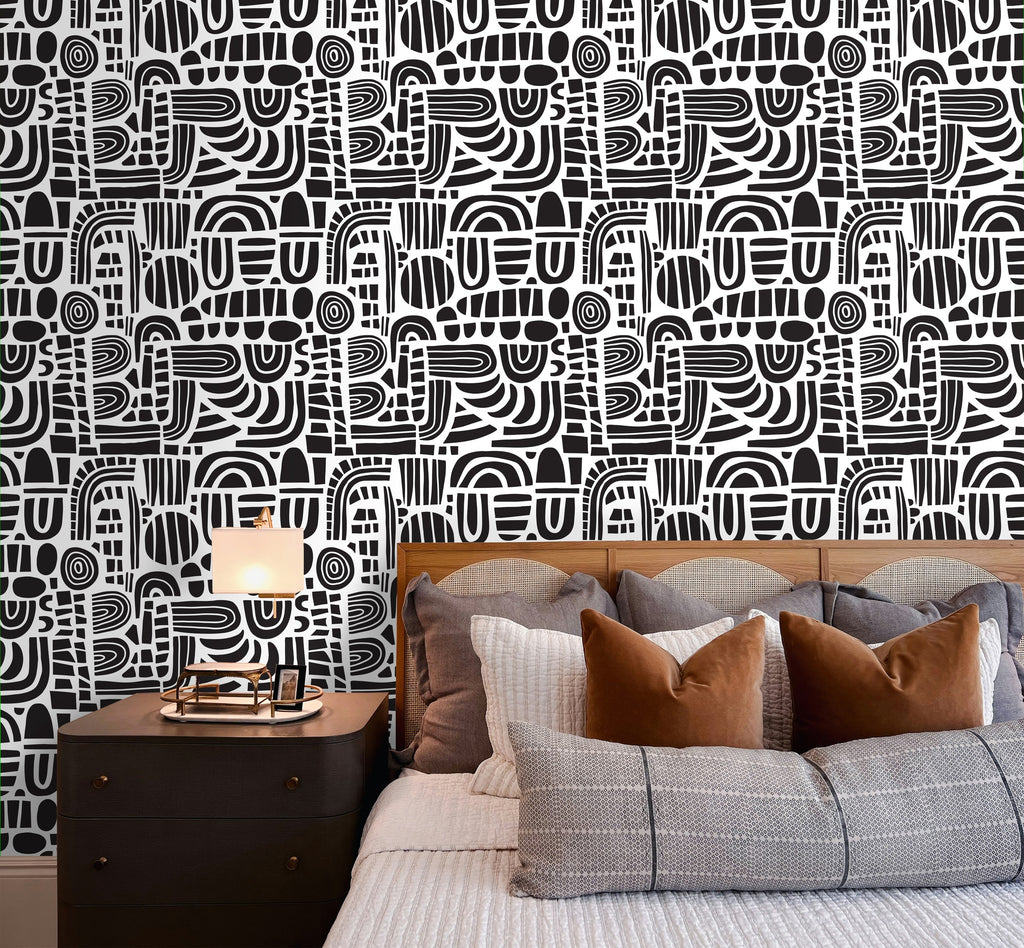 Modern Black and White Geometric Wallpaper