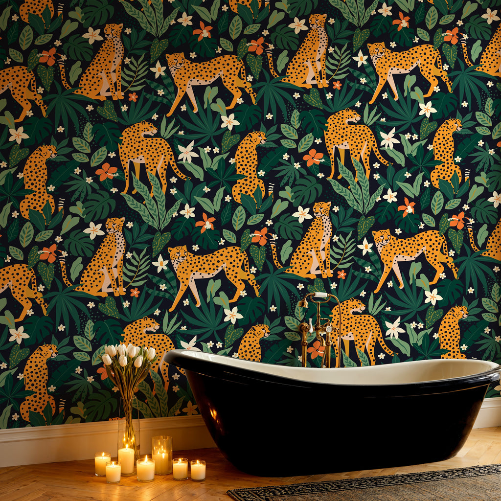 Botanical Leopards Self Adhesive Mural
