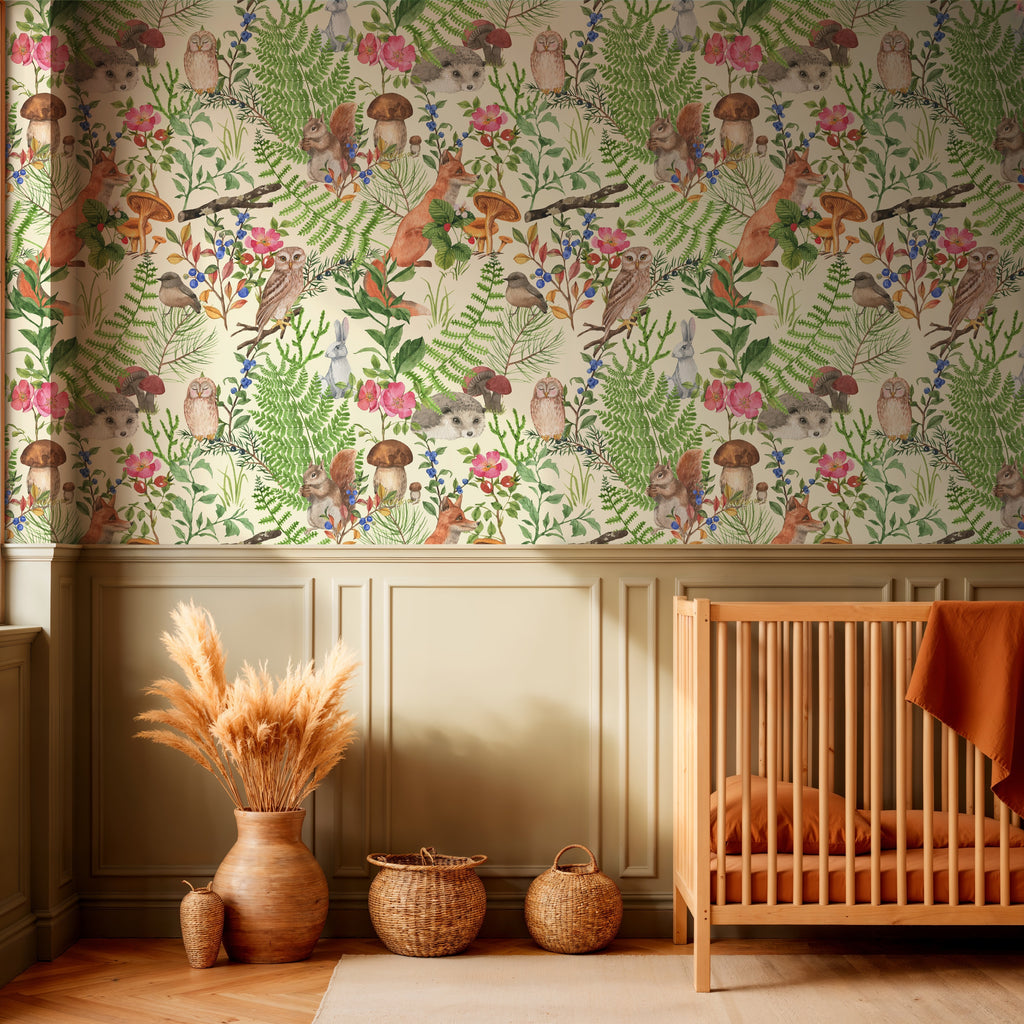 Whimsical Woodland Animals Wall Covering