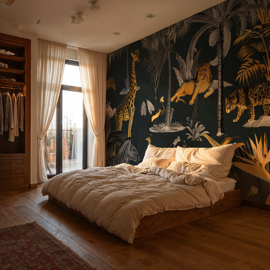 Dark Safari with Animals Wall Covering, Peel & Stick