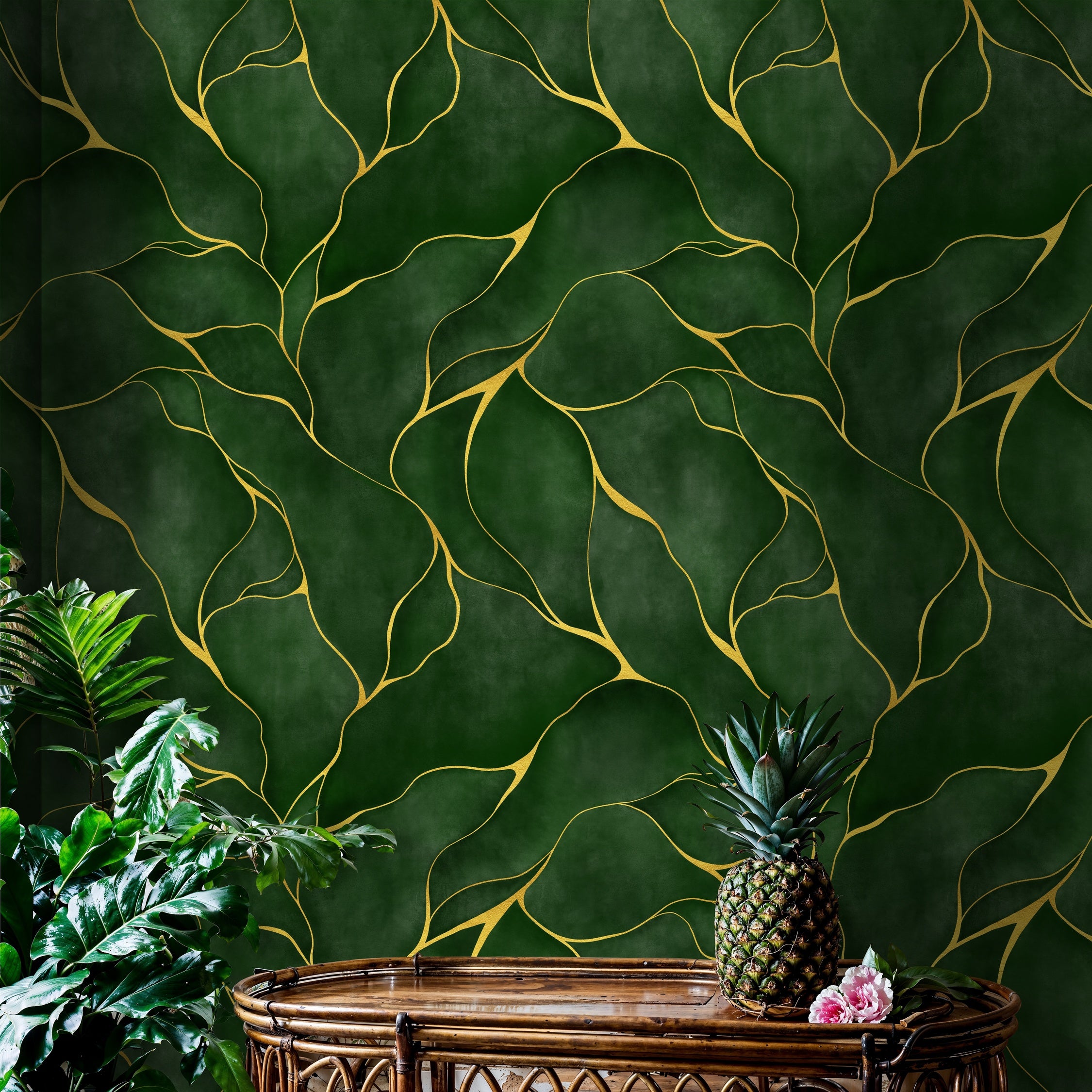 Green and Gold Abstract Wallpaper