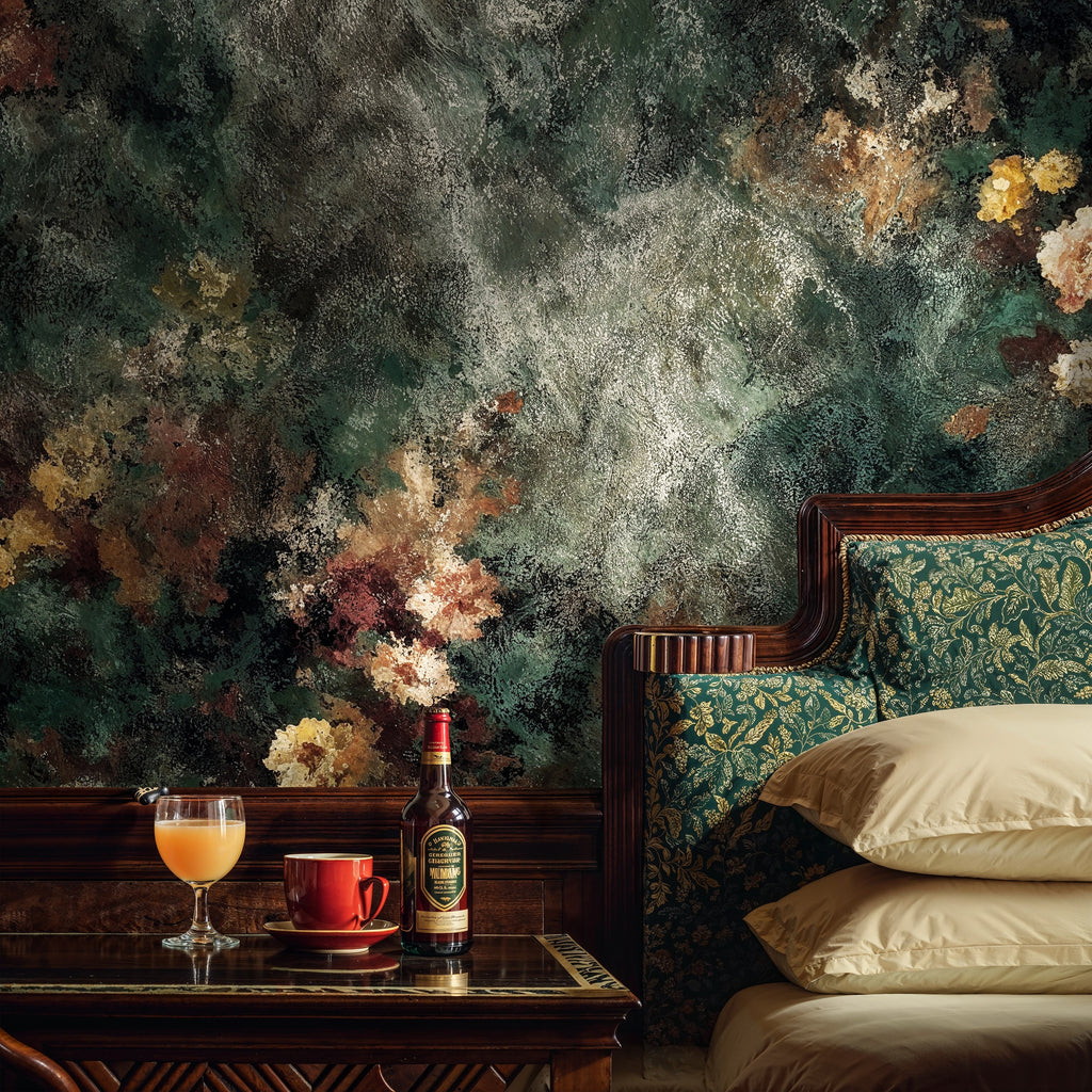 Abstract Dark Floral Wallpaper Mural