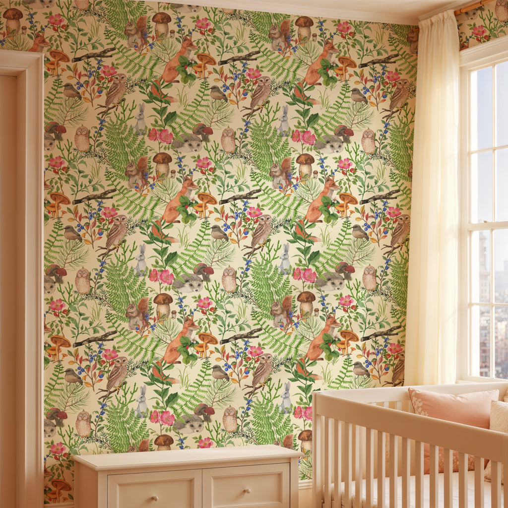 Whimsical Woodland Animals Wall Covering