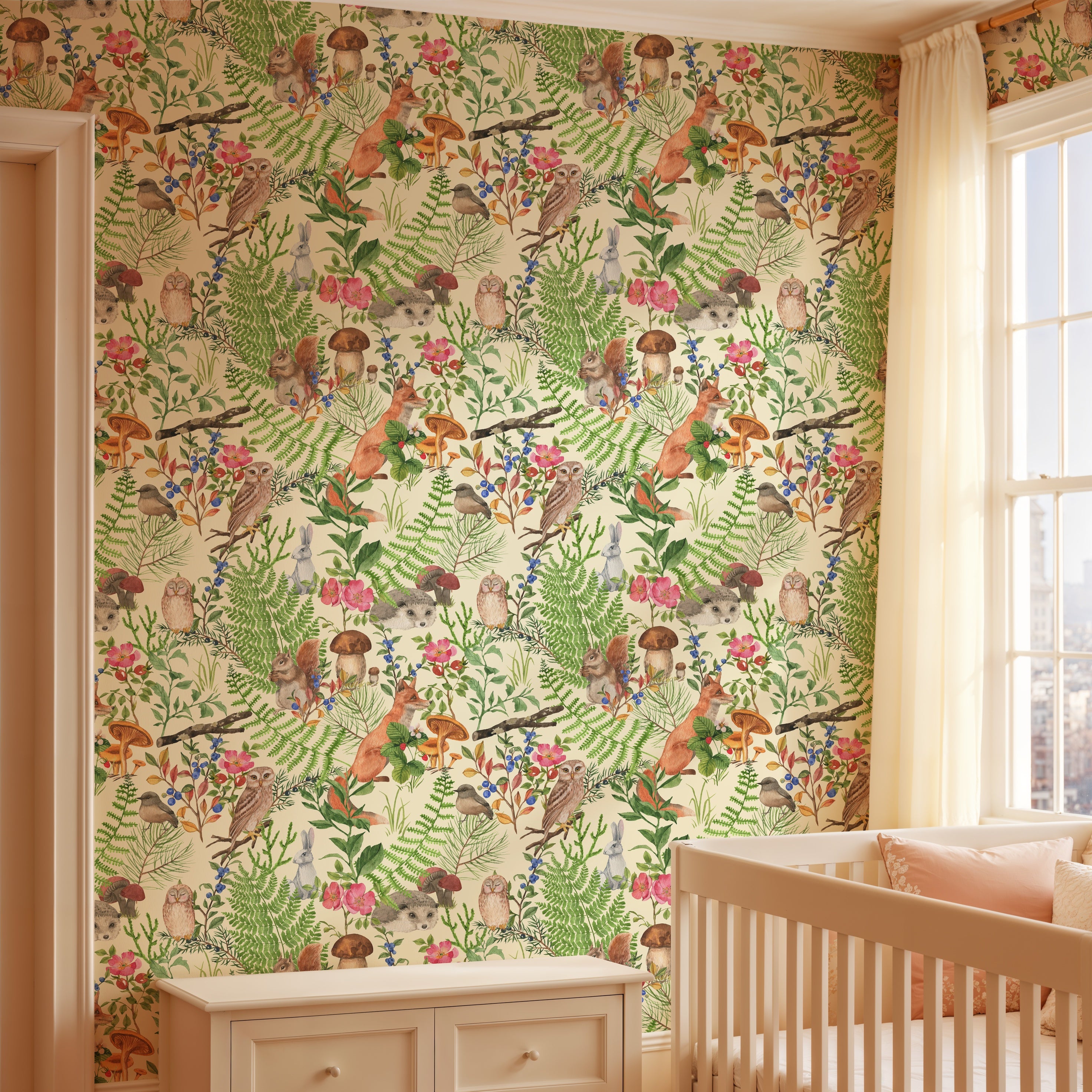 Whimsical Woodland Animals Wall Covering
