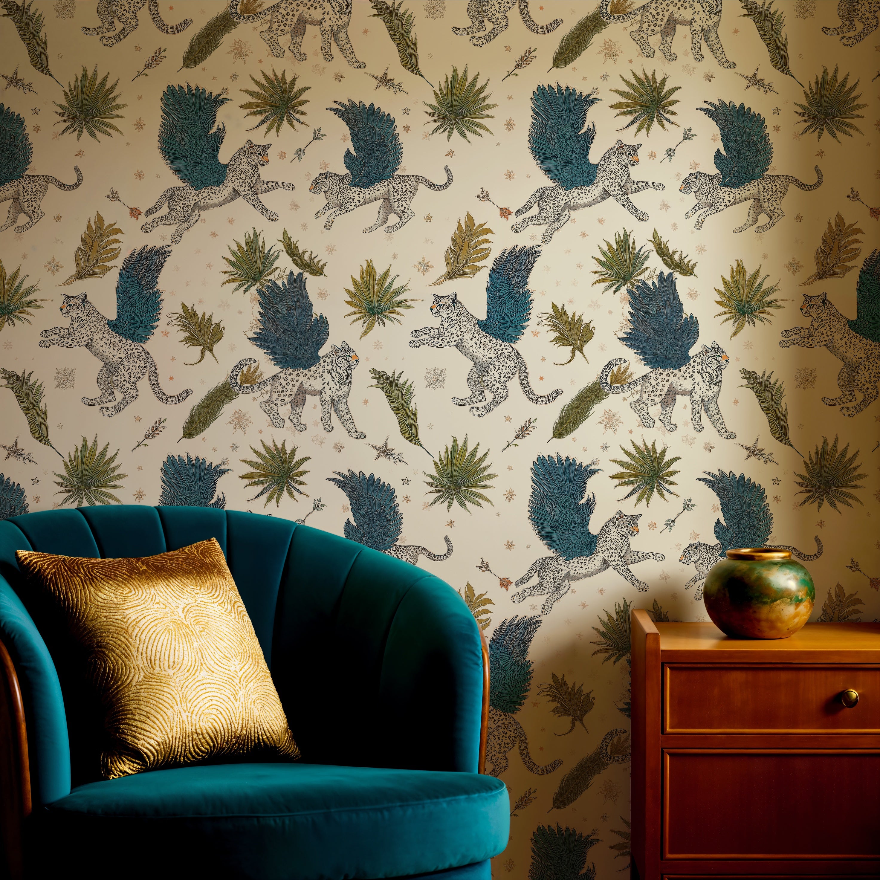 Flying Leopards Wallpaper Mural