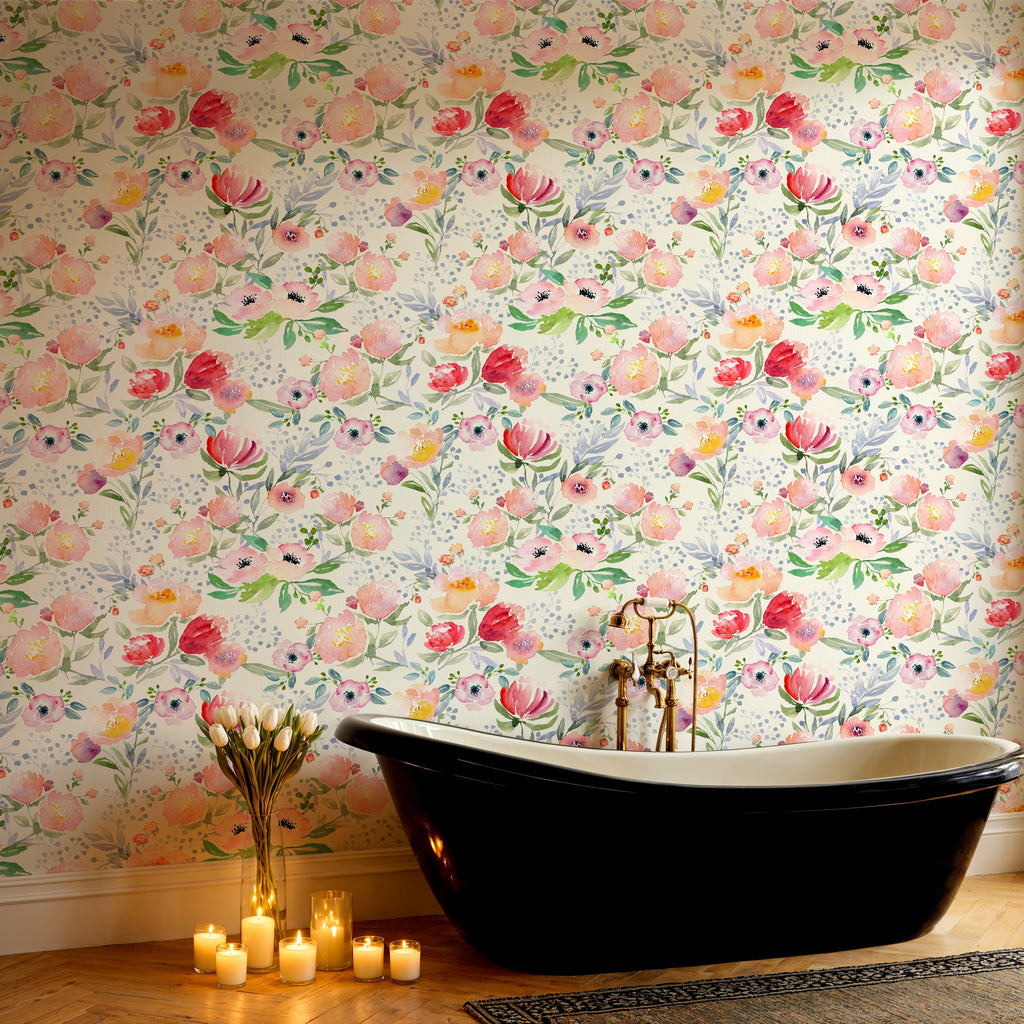 Watercolor Floral Mural Wallpaper