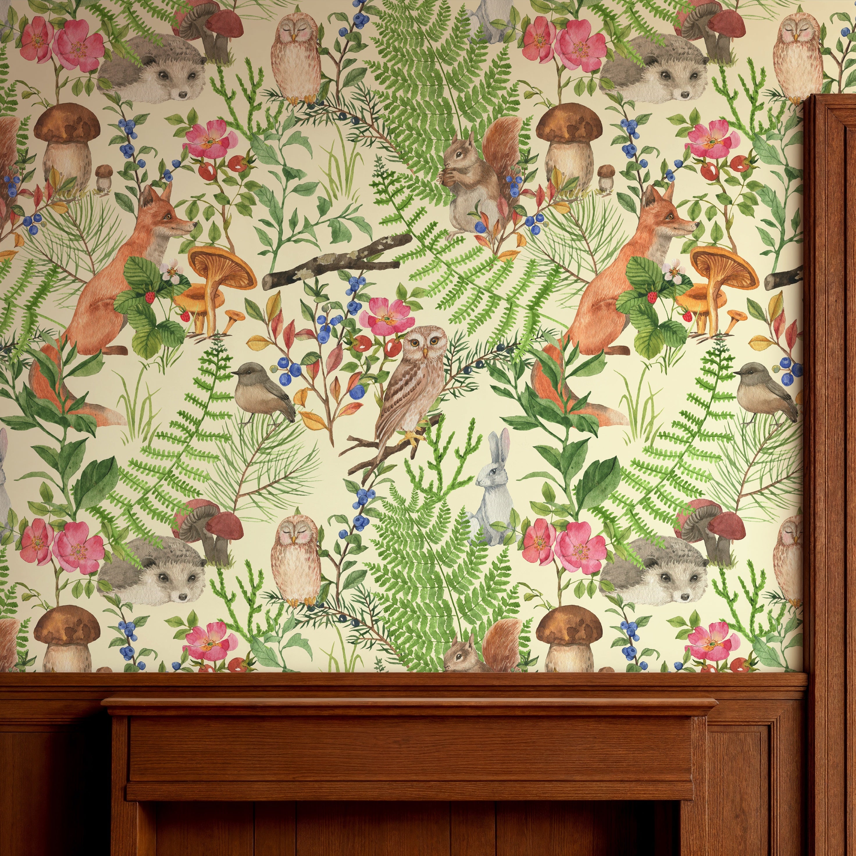 Whimsical Woodland Animals Wall Covering