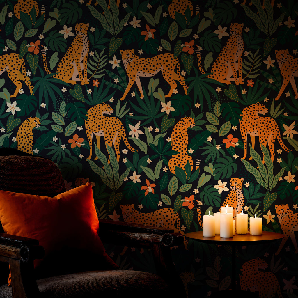 Botanical Leopards Self Adhesive Mural
