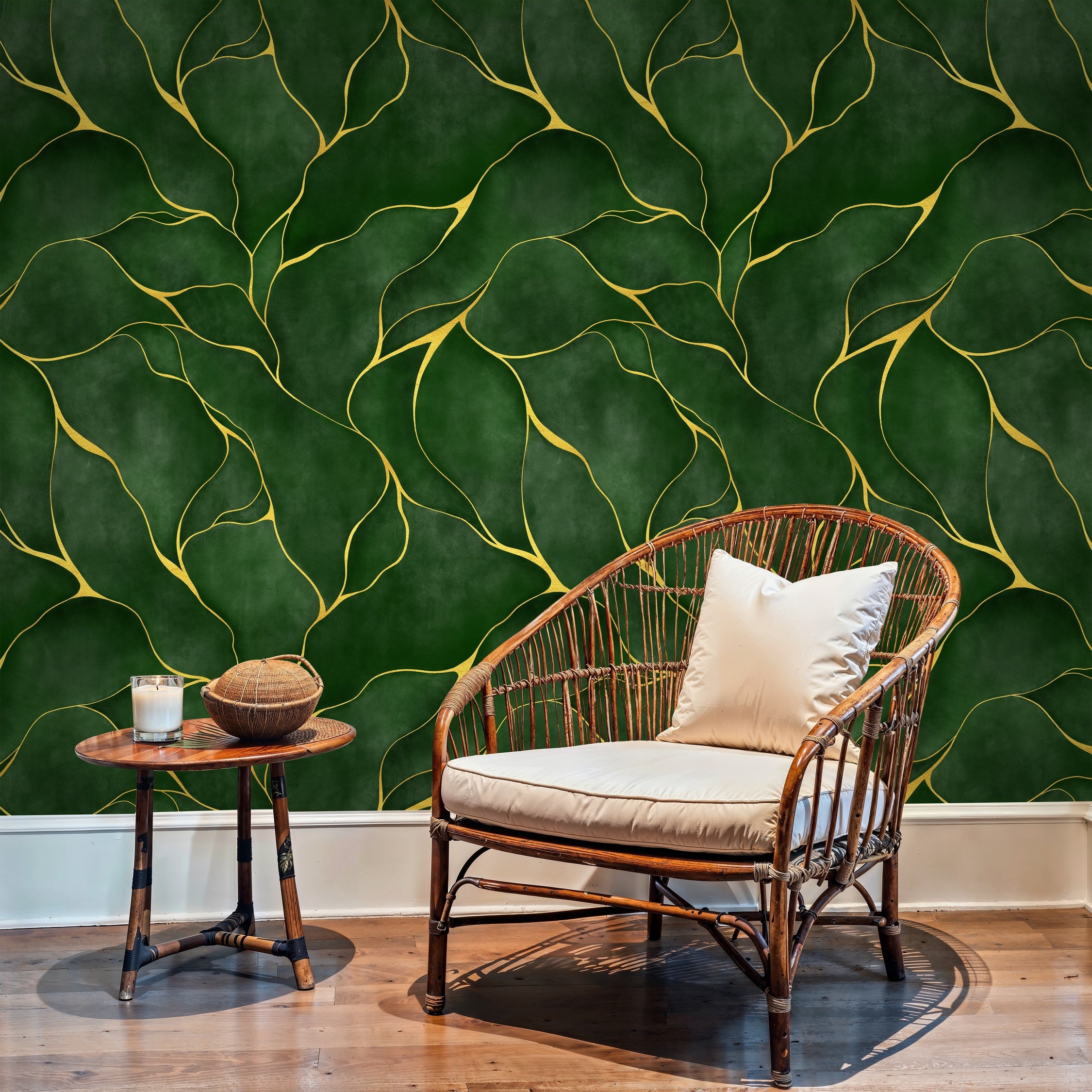 Green and Gold Abstract Wallpaper